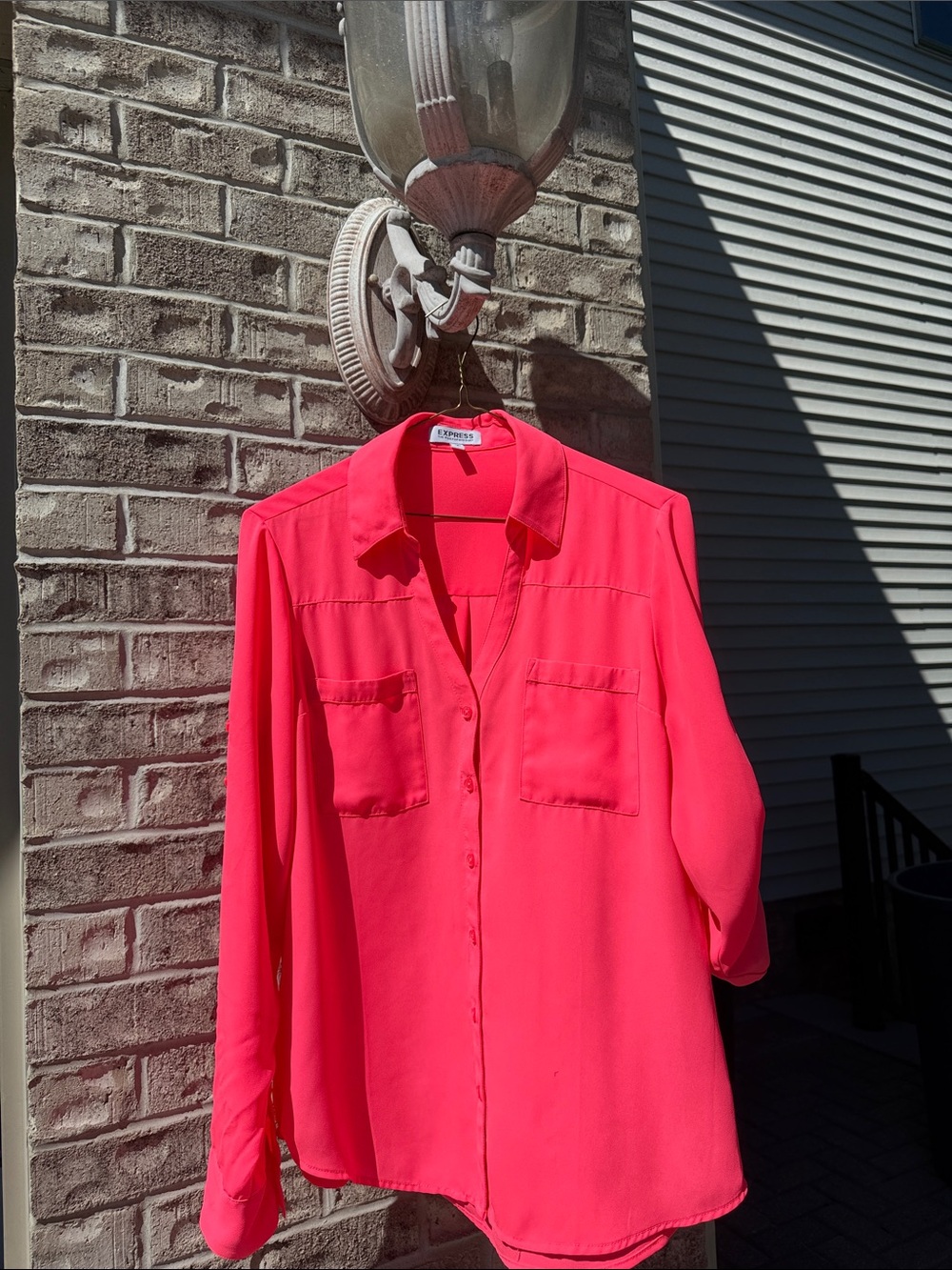 Express Women's Hot Pink Button-Down Shirt